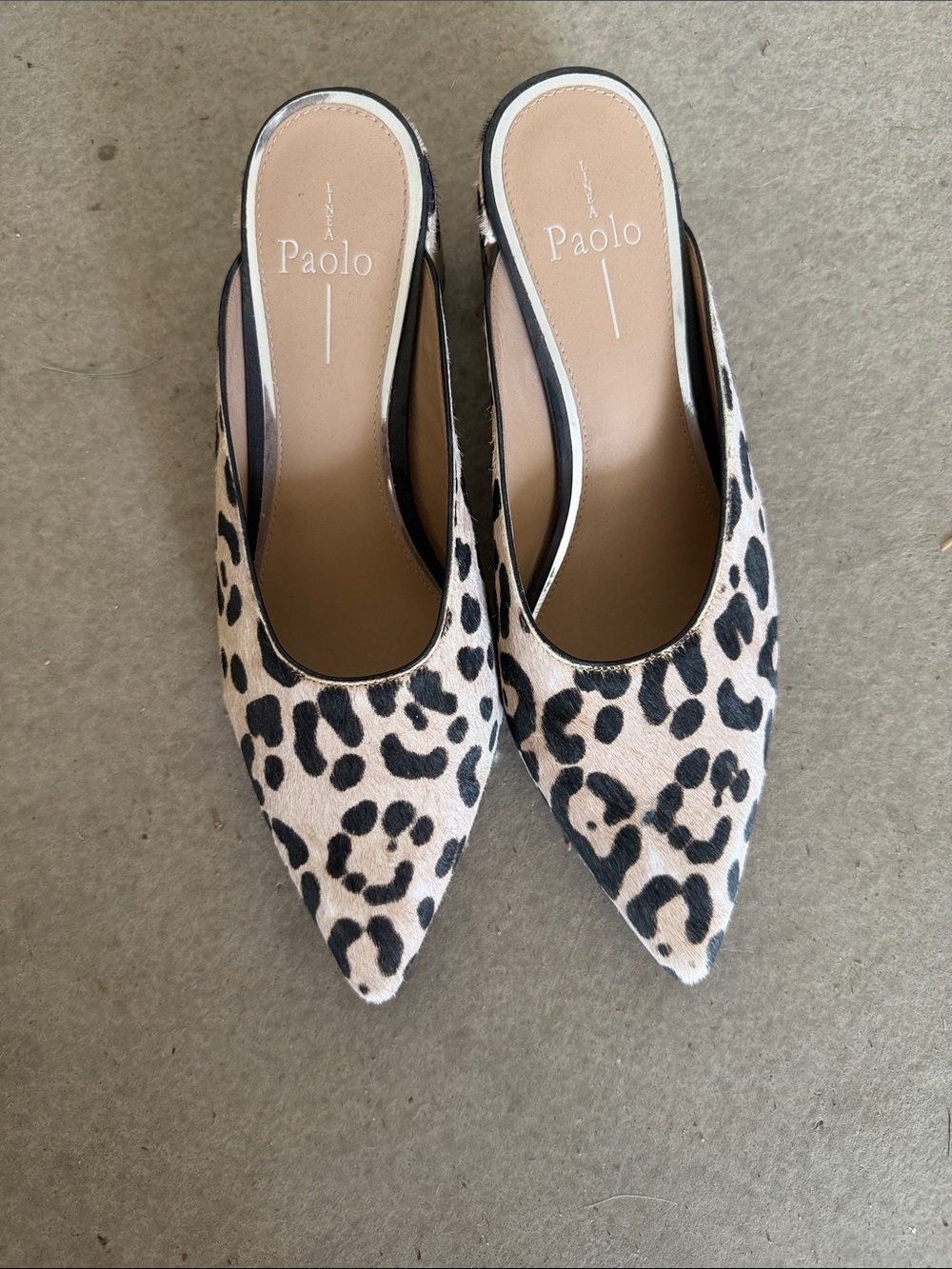 Paolo Leopard-Print Pointed Mules - Cream & Black